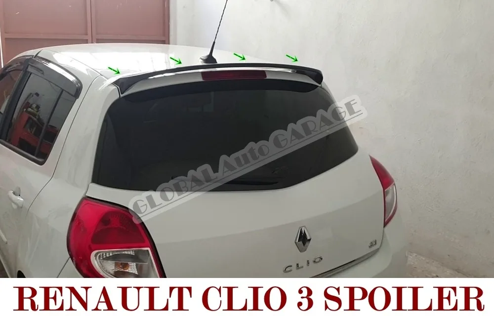 

For Renault Clio 3 Spoiler 2005-2012 Auto Accessory Universal Spoilers Car Antenna Car Styling Diffüser Flaps Splitter Black