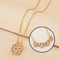 Coffret Cadeau Rose, Collier Trèfle à Quatre Feuilles, Collier Cœur, Collier Trèfle à Quatre Feuilles Mignon, Colliers Délicats en Or, Cadeaux pour Mère 3