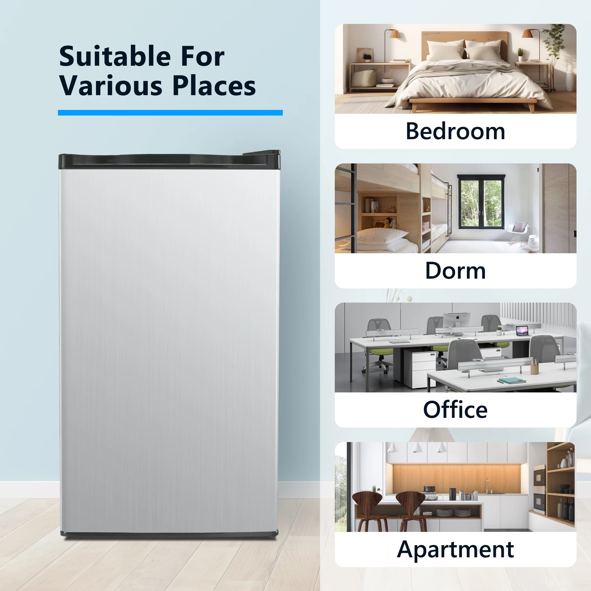 SIMZLIFE 3.2 Cu.Ft Mini Fridge with Freezer Compact Refrigerator Mini Refrigerator Adjustable Thermostat for Bedroom Dorm Office 6