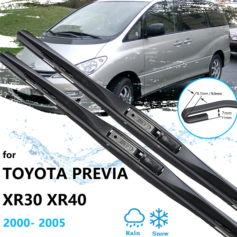 

For Toyota Previa Estima Tarago XR30 XR40 2000~2005 Frameless Wiper Blades Rubber Strip Refill Windscreen Cleaning Accessories