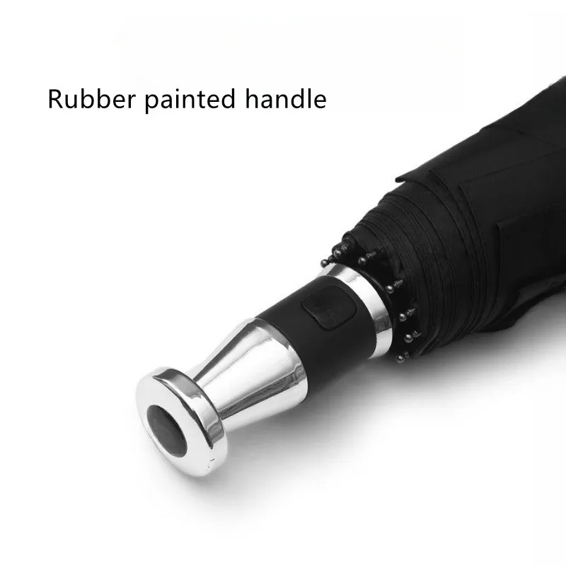 For Bentley Rolls-Royce AMG 10 Bone Silver Plated Fully Automatic Three-fold Luxury Cars Short Handle Black Glue Umbrella