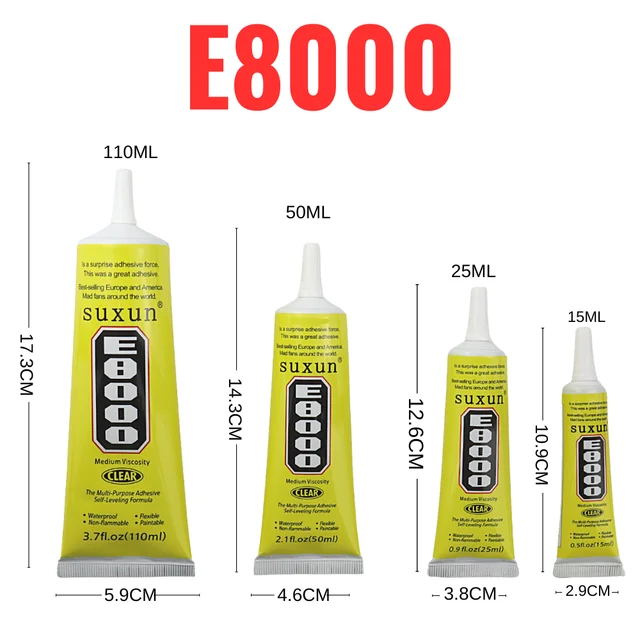 15ML 25ML 50ML 110ML SUXUN E8000 Glue Clear Contact Phone Repair Adhesive  Glass Plastic Universal DIY Glue E-8000 - AliExpress