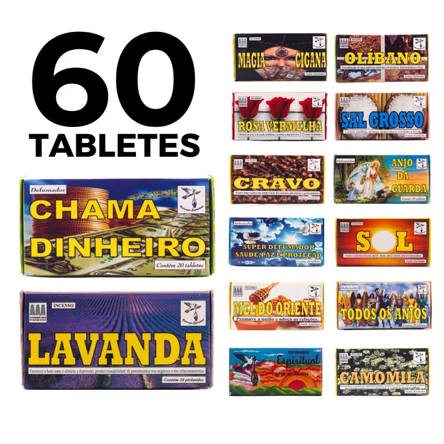 Kit Defumador 06 Caixas Incenso Natureza Espiritual 120 Tabletes (6 caixas)- Escolha o Seu