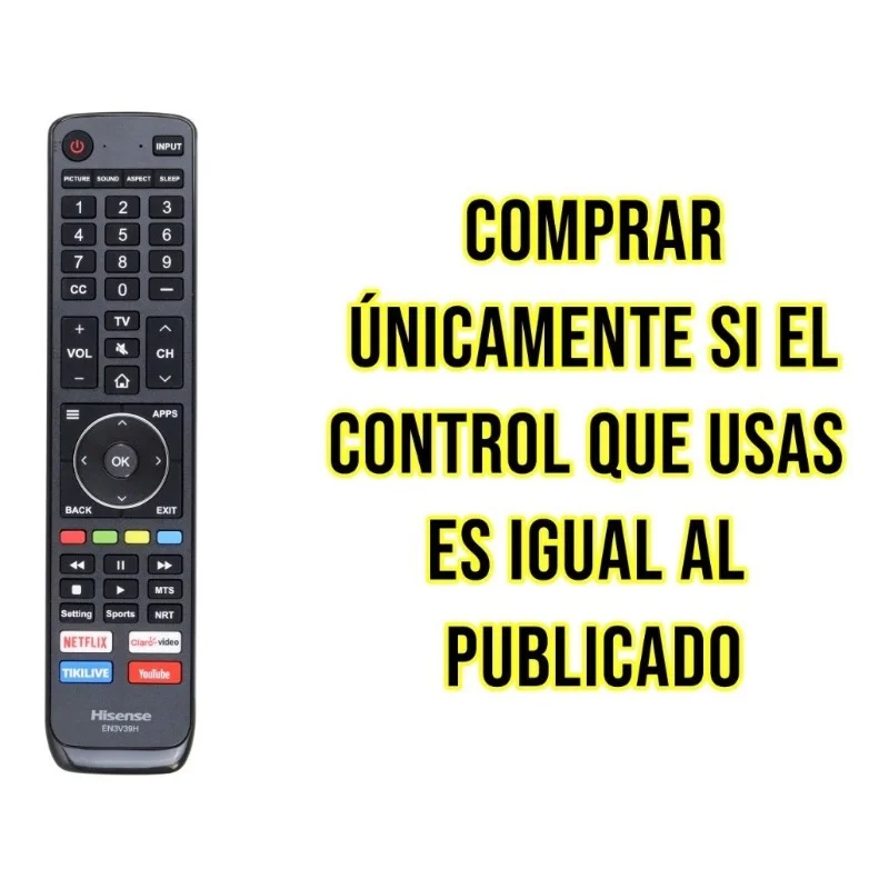 Control Compatible Hisense Modelo En3v39h Smart Tv Directo