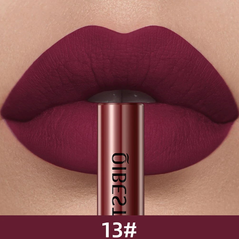 Qibest Sexy Long Lasting Velvet Matte Lip Gloss Liquid Lipstick Makeup Lip Makeup Women Beauty Red Antiaderente Cup Waterproof Lip Gloss