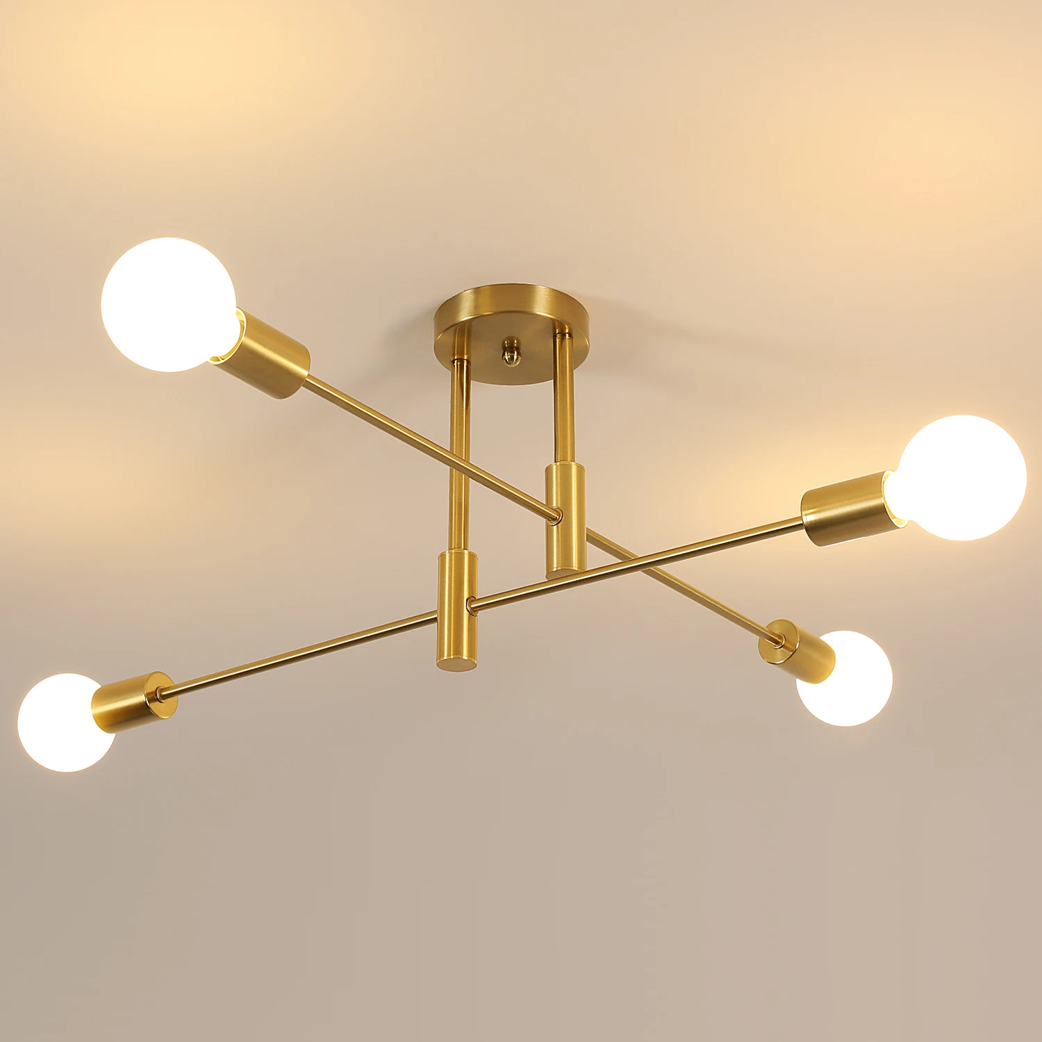 Sputnik Lamp, 4 Lights E27 Vintage Metal Ceiling, Modern 180° Adjustable Ceiling Lamp for Bedroom Living Loft [E27 No Bulb]