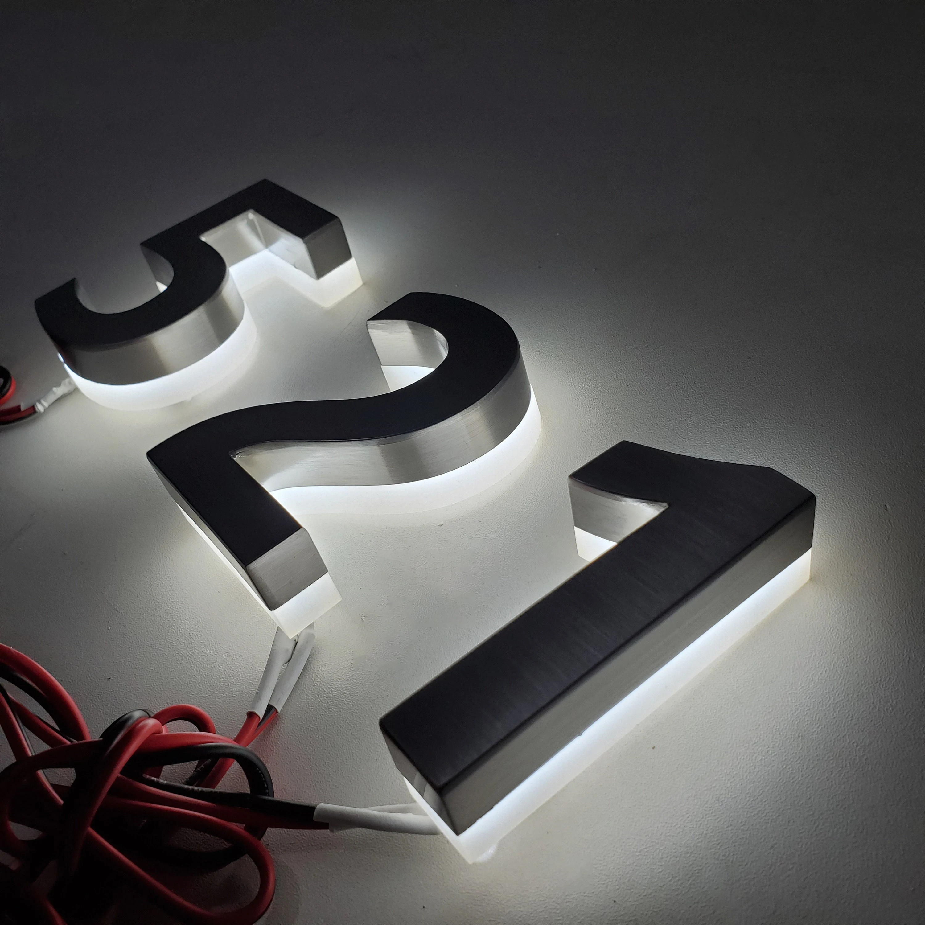 Número do Endereço Retroiluminado 3d Personalizado Número da Casa Led Moderno Aço Inoxidável ao ar Livre Impermeável Porta Placa Sinal