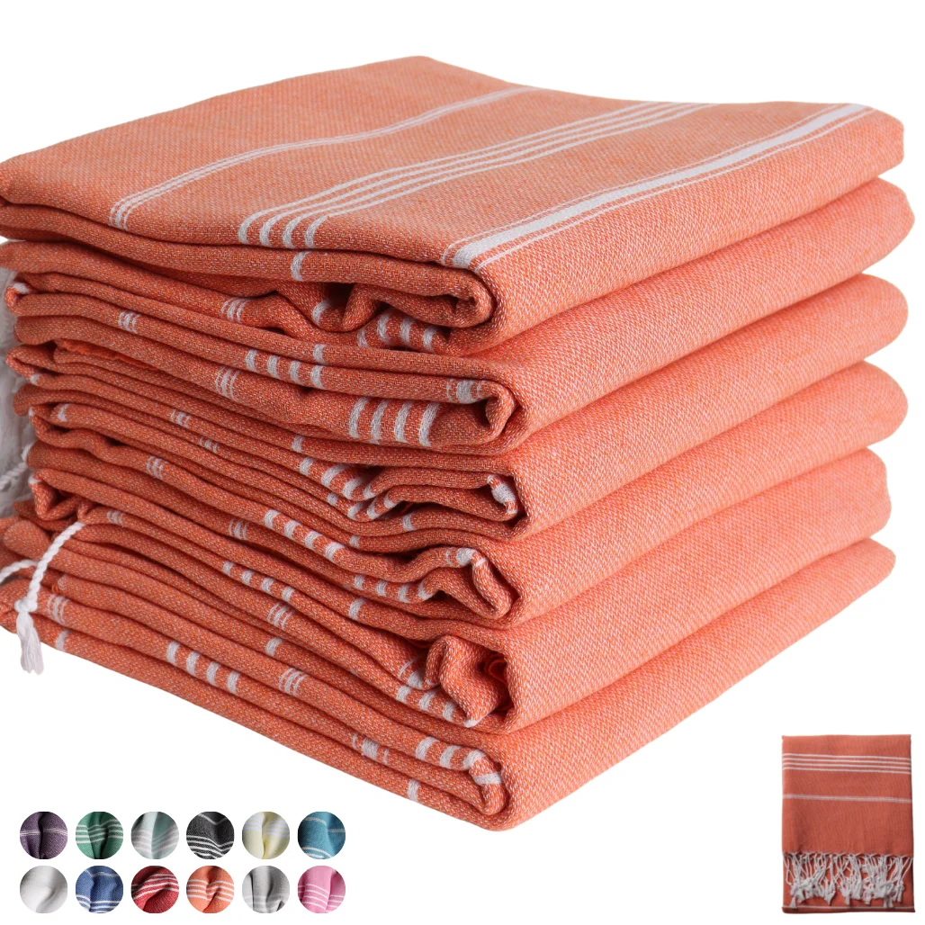 

Pack of 6 Originally Turkish Beach Towels Shipping from Turkey Manufacture Puskul Textile - Soft 100% Cotton Hammam Peshtemal