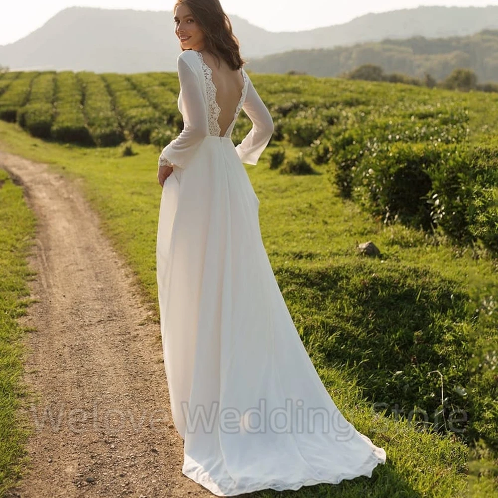 Рисунок 4 - Простое шифоновое свадебное платье с длинным рукавом