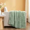 50x60 Inch Faux Fur Throw Blanket - Solid Sage Green Checkered Design, Microfiber Yarn, Cozy and Warm, Perfect for Couch, Sofa, 1