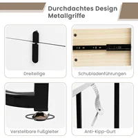 WOLTU Современный туалетный столик со светодиодной подсветкой, 3 цвета, косметический столик для девочек и женщин, ящики, 1 боковой шкаф, комод — изображение 5