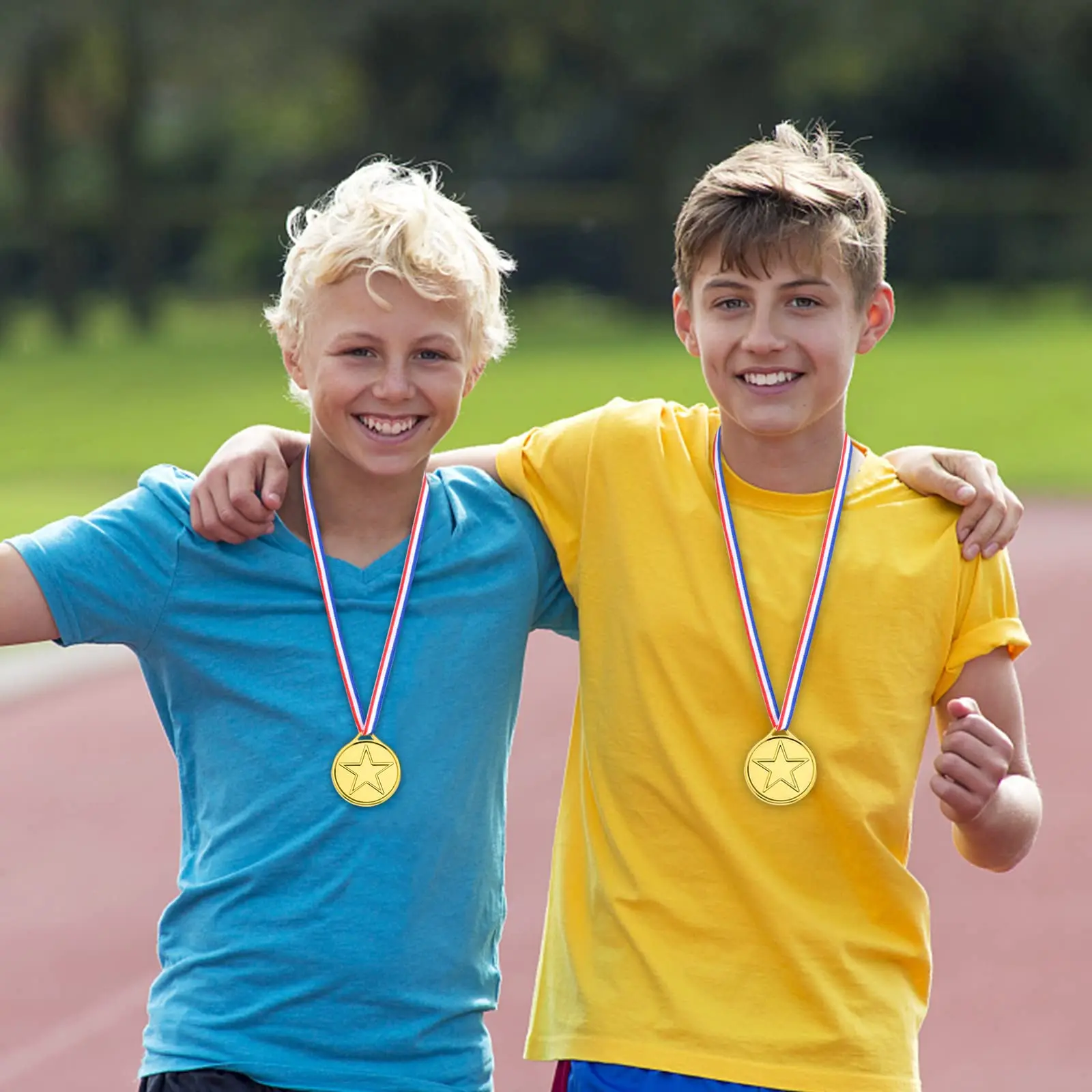 12 Pieces Plastic Winner Medals Award Medals with Neck Ribbons for Kids Sports Party Competition Party