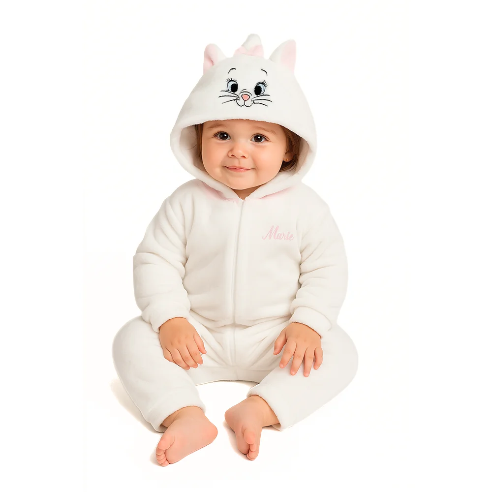 Mameluco con gorro bordado sin pie Disney Marie