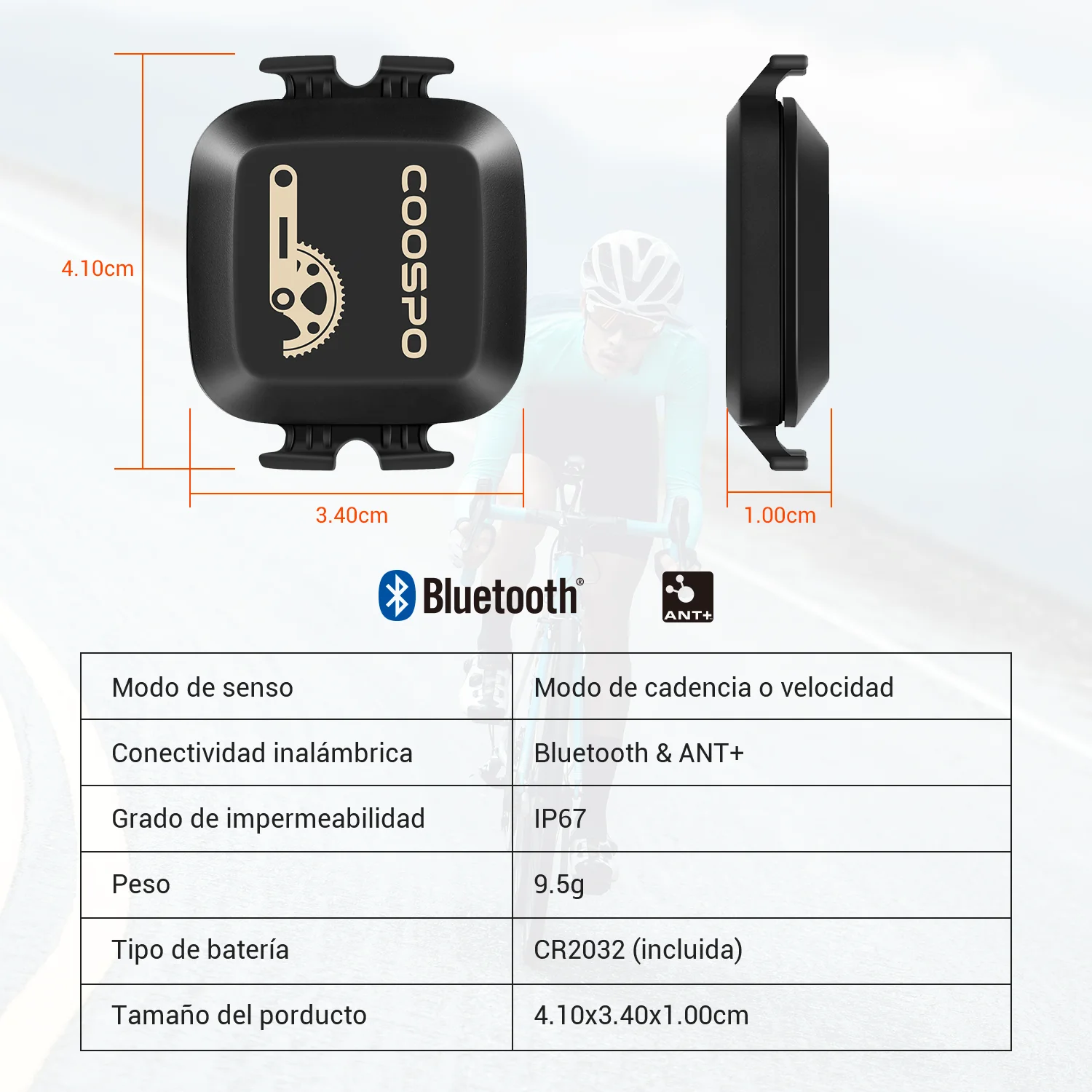 Coospo Mountain Bike Cadence Sensor Speed Sensor Rpm Ipx7 Bluetooth 4.0 Ant + 2.4Ghz for Wahoo Garmin Bryton Xoss Igpsport Bike Computer