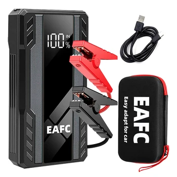 EAFC 12V 600A Avviatore di emergenza per auto Display a LED 3 in 1 Torcia a LED Accumulatori e caricabatterie di riserva Dispositivo di avviamento di emergenza per gas 3.0L