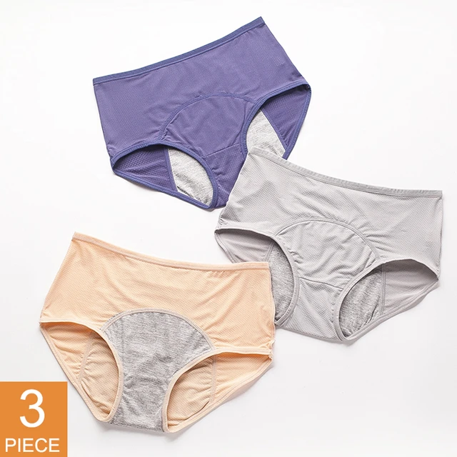 3pcs/Set Leak Proof Menstrual Panties Women Period Underwear Sexy Pants  Physiological Underwear Plus Size Waterproof