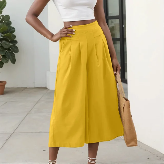 2025 Female Summer Pants for Women Cotton Linen Plus Size Wide Leg Pants Solid Elegant Loose OL Young Fashion Daily Elastic Pant