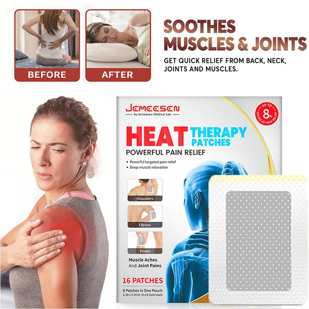 Heat Therapy Patches Pain Relief Patches Neck Knee Upper or Lower Back Pain Portable Safe Effective Heating Pad Jemeesen