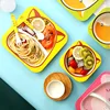 Baby Natural Bamboo Fiber Tableware Bowl Baby Feeding Plate Children Cute Cartoon Bowl Set 2