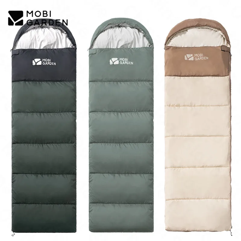 

MOBI GARDEN/уличный спальный мешок из сращенного хлопка, 10 ℃ ~ 10 ℃, в стиле конверта, на 1 человек, сверхлегкое портативное зимнее одеяло для кемпинга, 4 вида