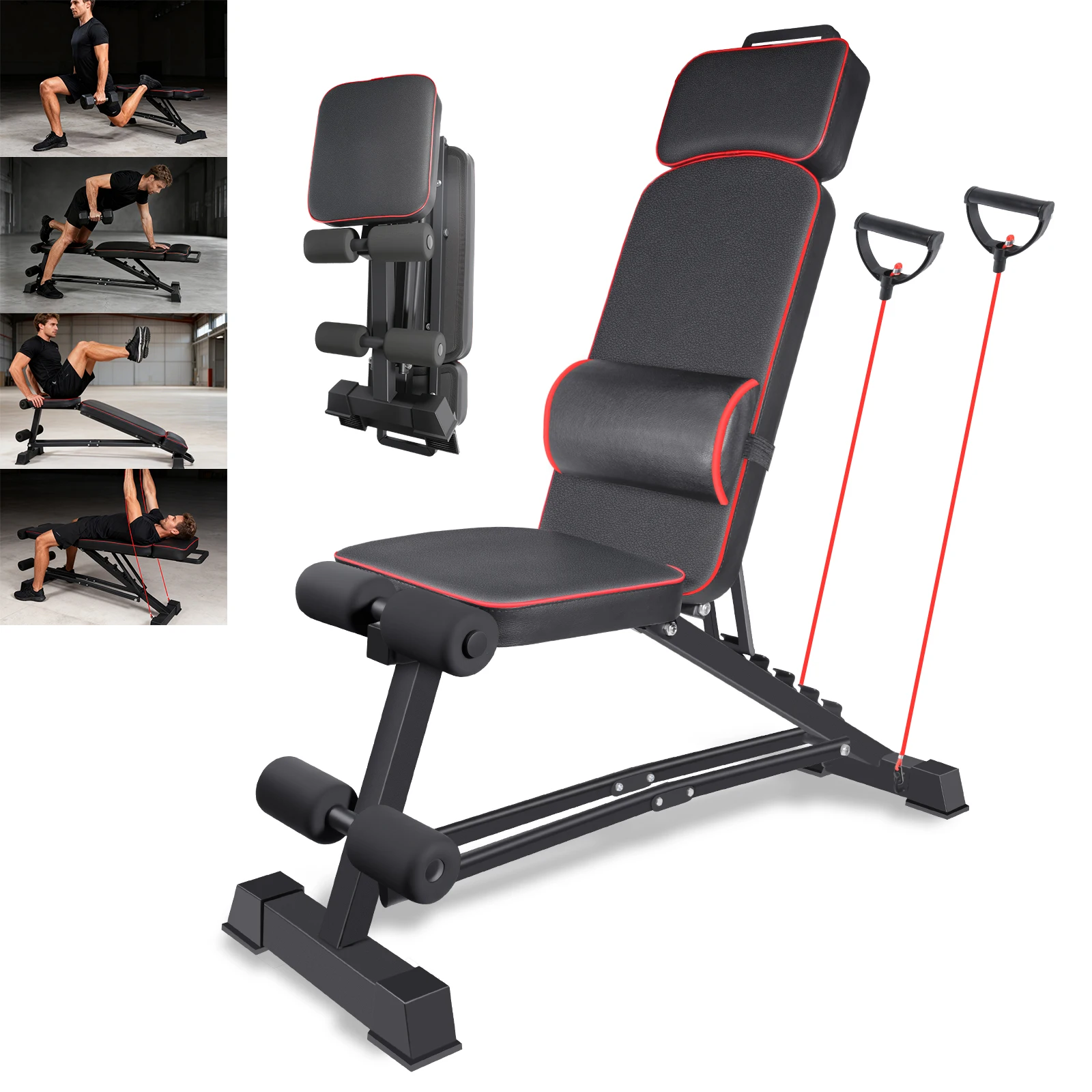Banc de musculation multifonctionnel, banc de musculation réglable à 5 vitesses, banc de musculation pliable, équipement d'entraînement complet du corps