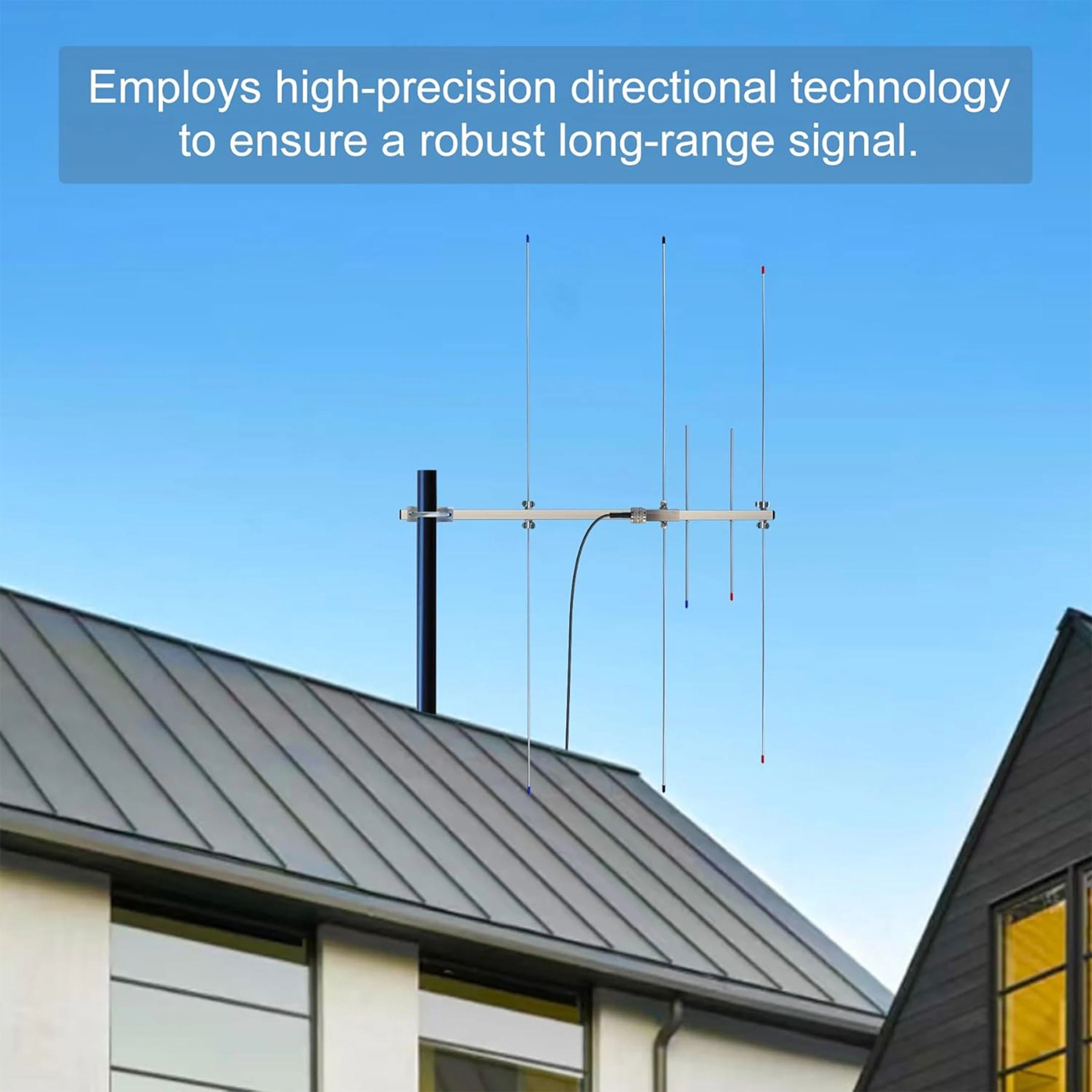듀얼 밴드 햄 라디오 야기 안테나 2m 70cm VHF/UHF 5-엘리먼트 야외용 베이스 안테나 고이득 7/10.5dBi, 리피터용 32피트 케이블 포함