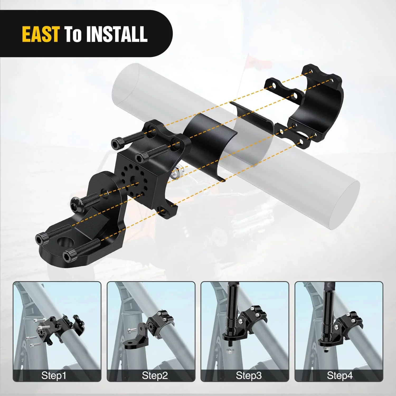 UTV LED Whip Light Mounts UTV Flag Mount Led Antenna Brackets for 1.75"-2" ATV Roll Bar Cage RZR 900 1000 XP PRO Commander atv accessories,car modification accessories