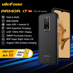 Ulefone Armor 17 Pro Rugged phone  120Hz 108MP Android 12  Night Vision Helio G99 8GB 256GB Mobile Phones  NFC Smartphone Global