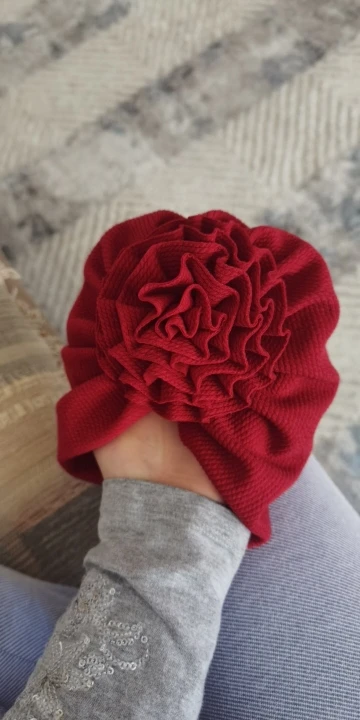 Big Blossom Flower Ribbed Turban Baby Cap photo review