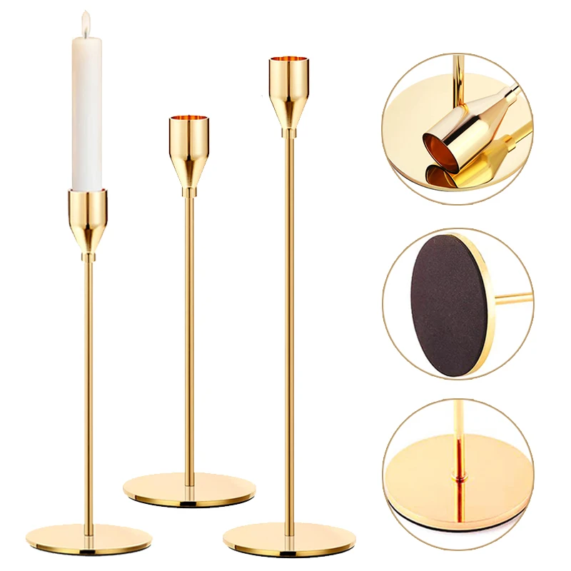 Metal Candle Holders European style Candlestick Fashion Wedding Table Candle Stand Exquisite Candlestick Christmas Table 3Pcs/Set candle holders