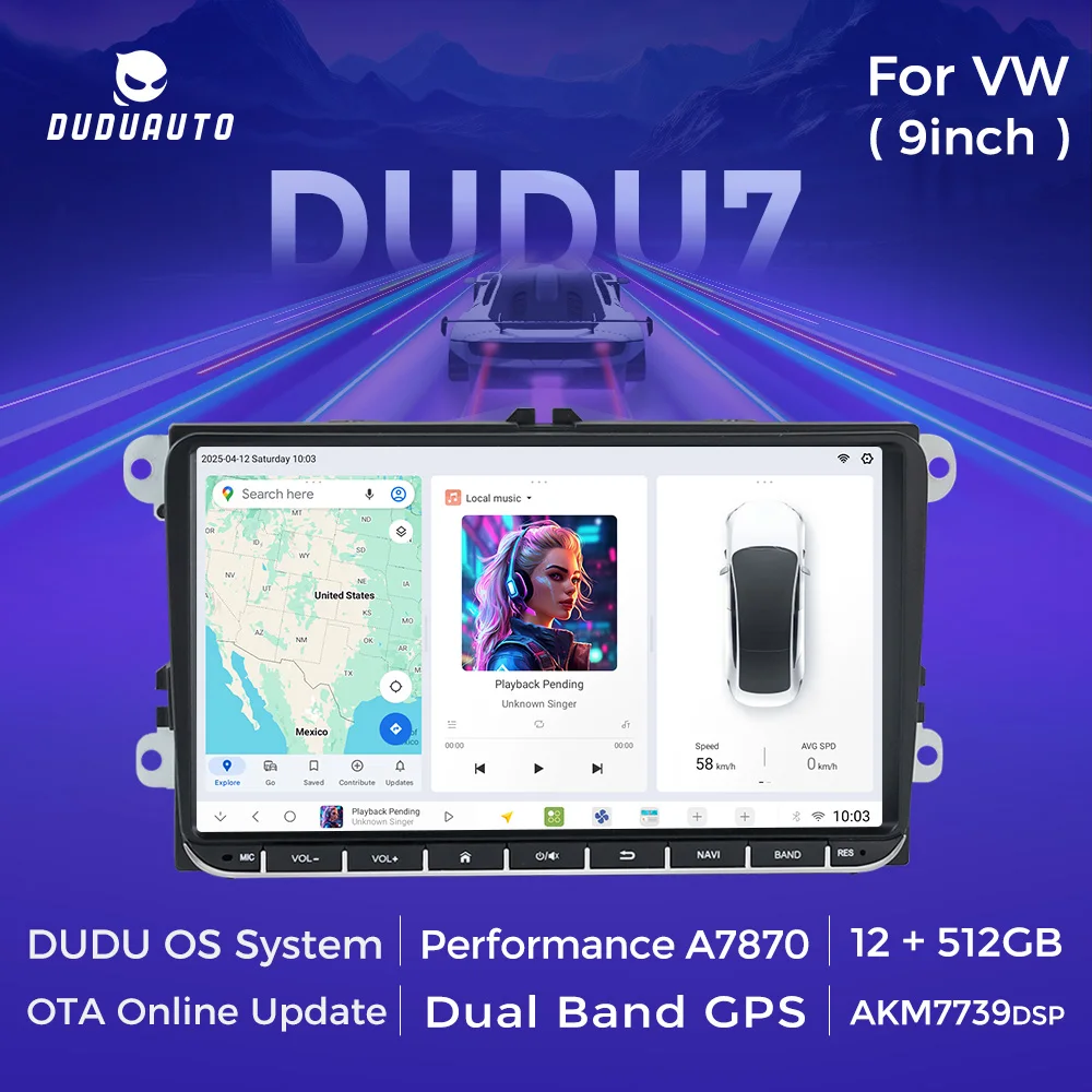 DUDUAUTO 8 Core UIS 7870 Autoradio Für Volkswagen Hauptgerät Mit Tasten Multimedia Video Player Stereo Carplay Auto DSP GPS BT
