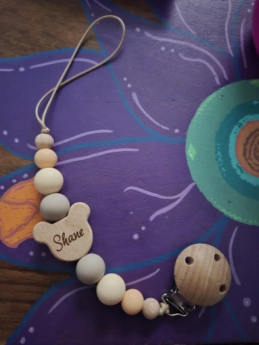 Personalized Wooden Baby Pacifier Chain - Silicone Beads, Dummy Holder, and Teether photo review