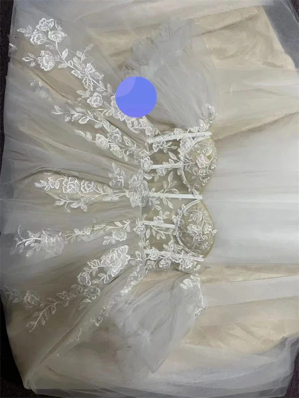 Elegant Tulle A-Line Off Shoulder High Slit Lace Bridal Long Wedding Dresses, WGB006