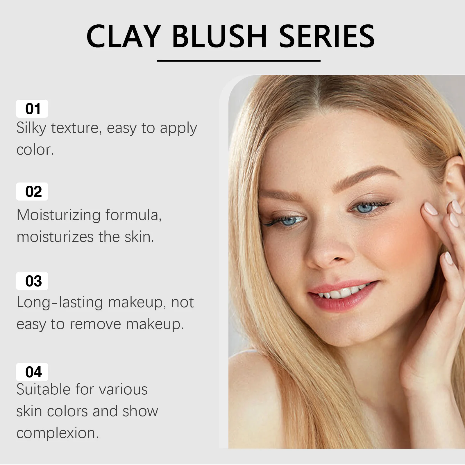 EELHOPE Face Makeup Blush Cream Nourishing Skin Lasting Makeup Waterproof Sweatproof Light Texture Easy to Apply Face Blush