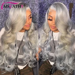13x4 Silver Grey Human Hair Wigs For Women Body Wave Gray Lace Front Wig Preplucked Brazilian Hair Transparent Lace Frontal Wig