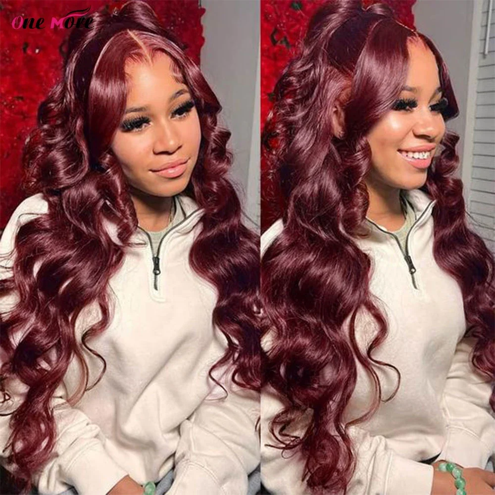 

99J Burgundy Body Wave HD Lace Front Human Hair Wigs 13x6 Loose Wave 30 inch Lace Frontal Glueless Wigs For Women Choice Cosplay