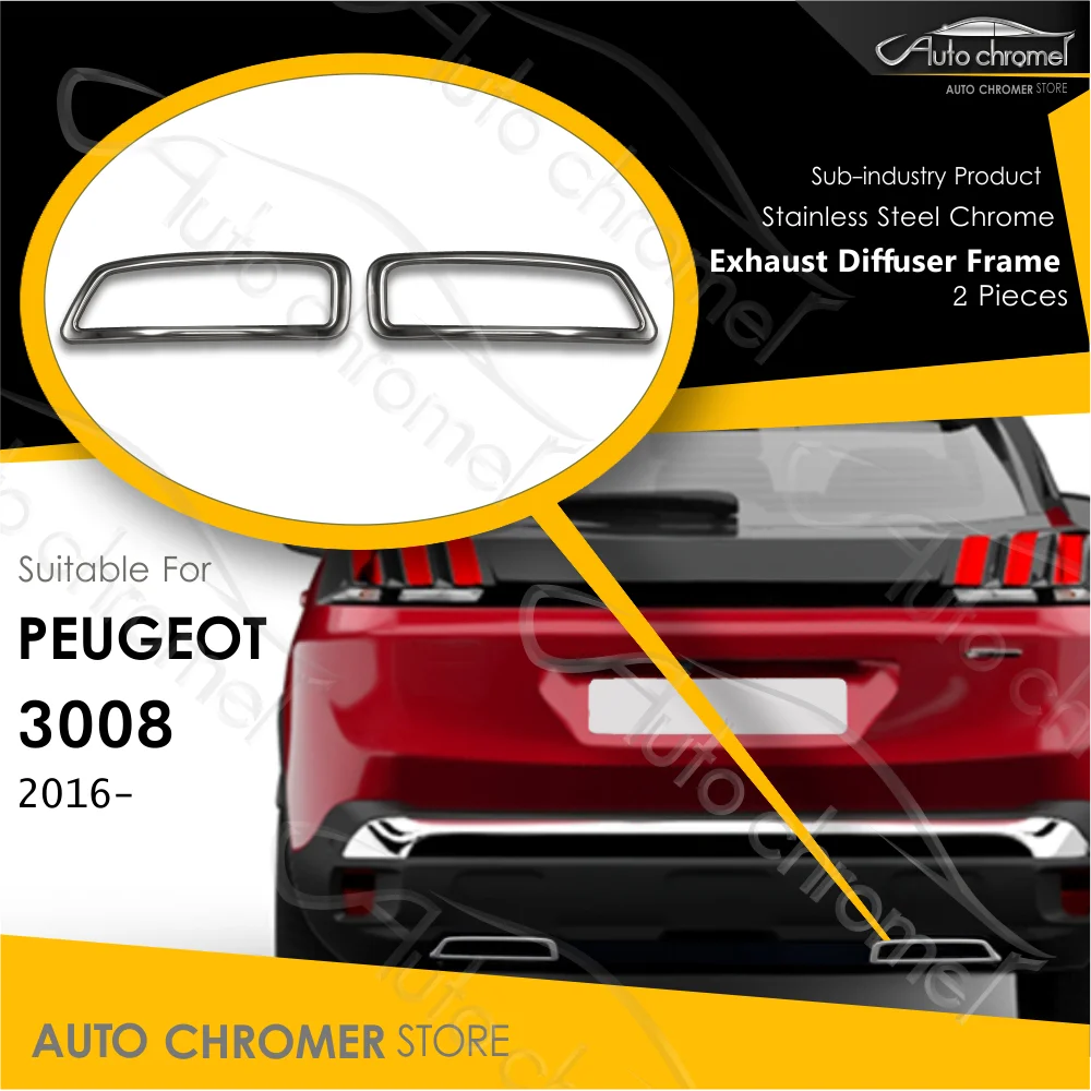 Per Peugeot Suv 3008 Diffusore Di Scarico Telaio 2 Pezzi Accessori Per Auto Cromati Puretech Bluehdi 1.6 Vti Crossover Parti Automobilistiche
