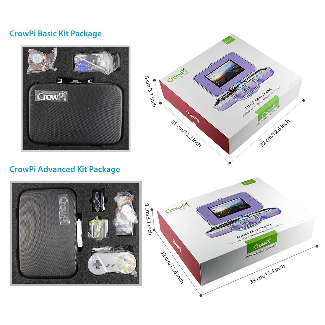 CrowPi 라즈베리 파이 교육 키트, 컴팩트 7 인치 HD 터치스크린 LCD 디스플레이, 카메라 포함, 전자 학습, 파이썬 코스