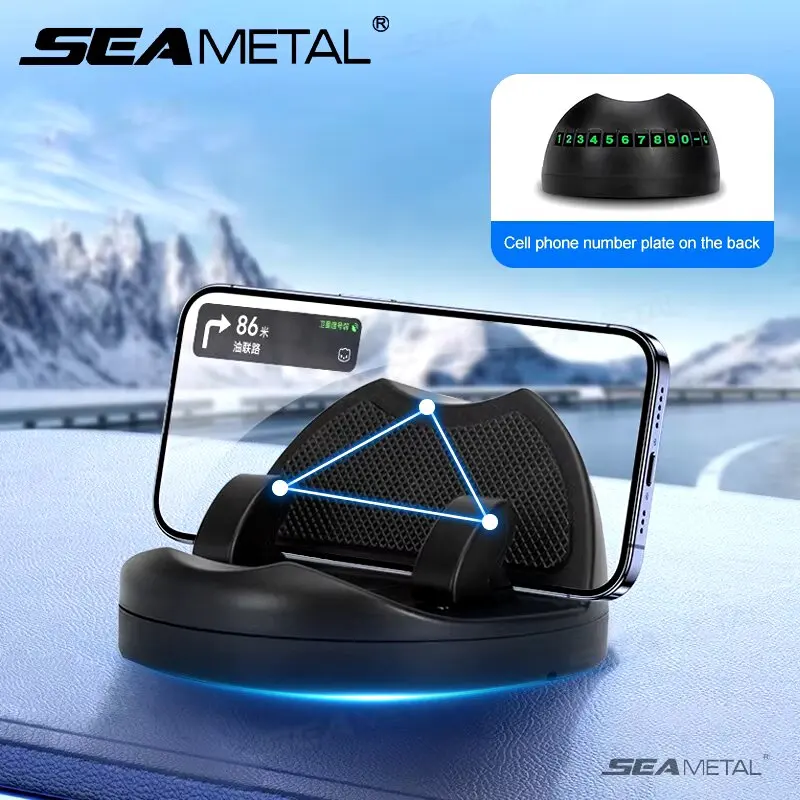Black ABS Car Phone Holder with 360 Degree Rotation