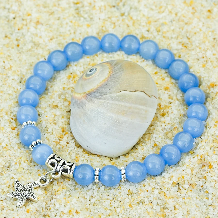Moonstone Beaded Starfish Bracelet for Women