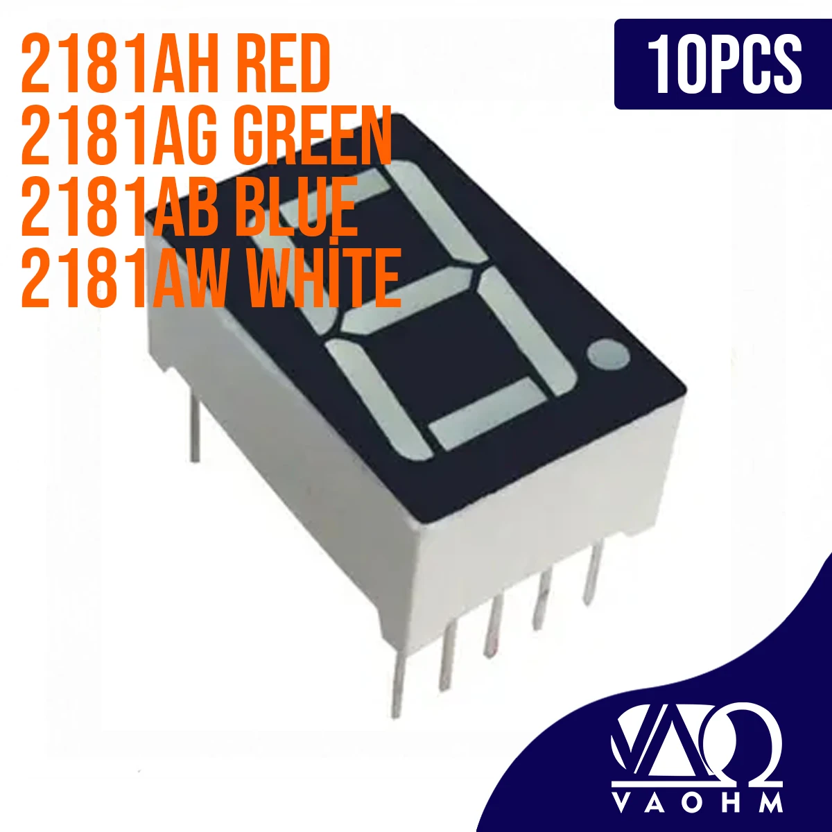 10PCS 2181AH 2181AB 2181AG 2181AW 0.28 Inch Common Cathode One Digit Seven Segment Led Display Tube 10Pin Red Blue Green White