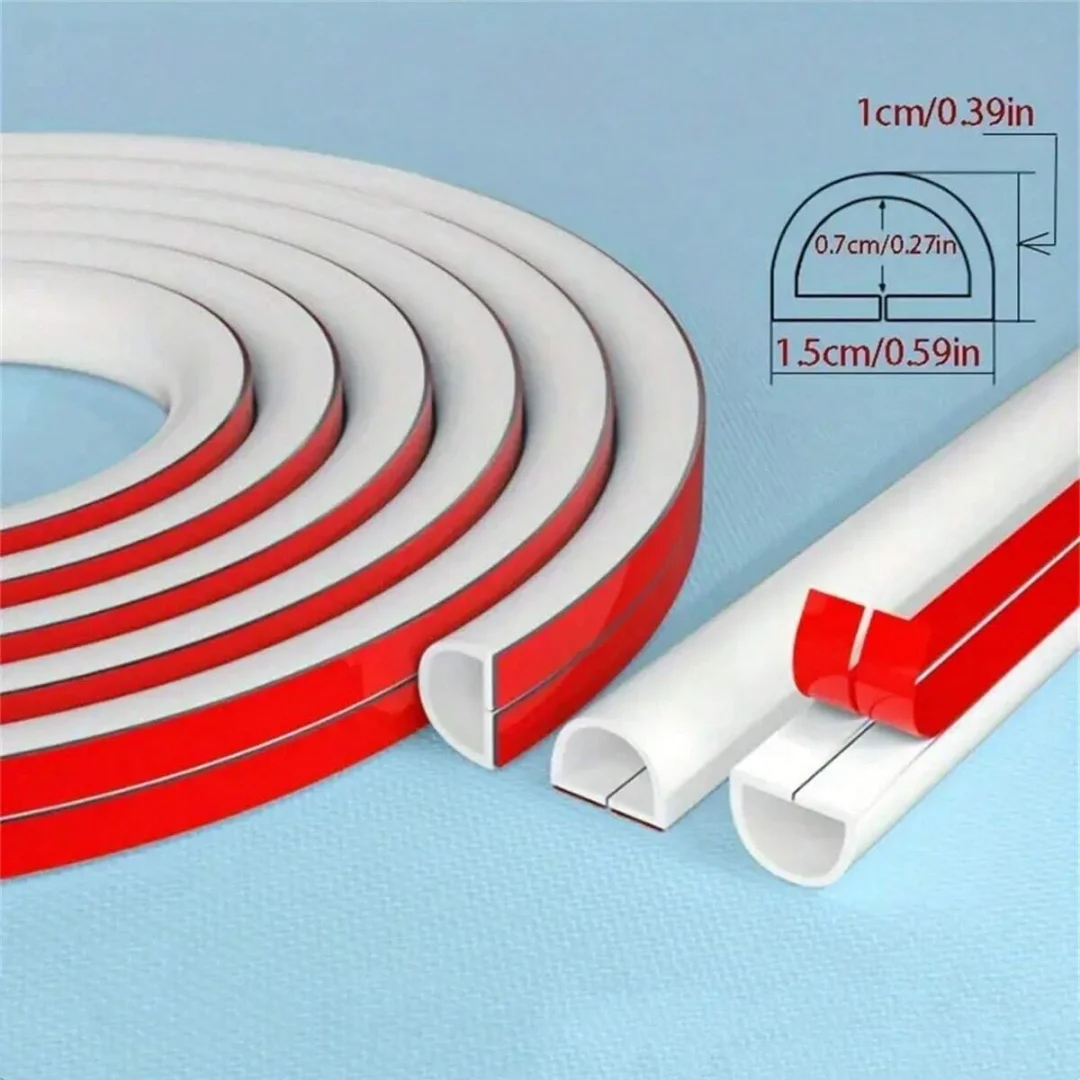 PVC Cord Management Channel - Invisible Decorative Wire Cover & Anti-Step Protector, Adhesive Soft Cable Organizer, Available in Multiple Lengths