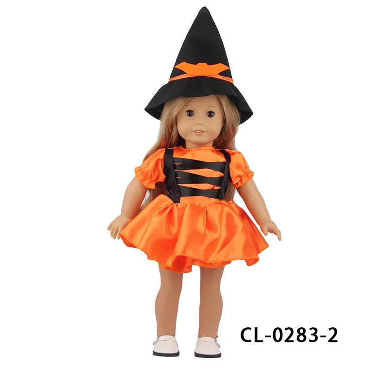 Costume Halloween Pour Poupée 45,7 Cm - Robe Sorcière, Chapeau, Sac Citrouille - Pour Déguisement, Jeu - Noir/orange - 3