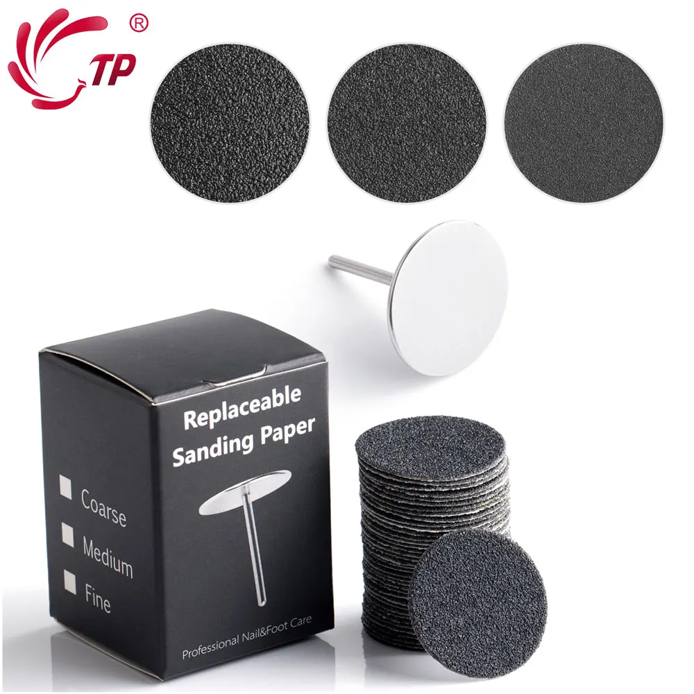 TP 50Pcs/Box Sandpaper Disk For Electric Nail File Callus Dead Skin Remover Foot Scrub Professional Pedicure foot sanding paper