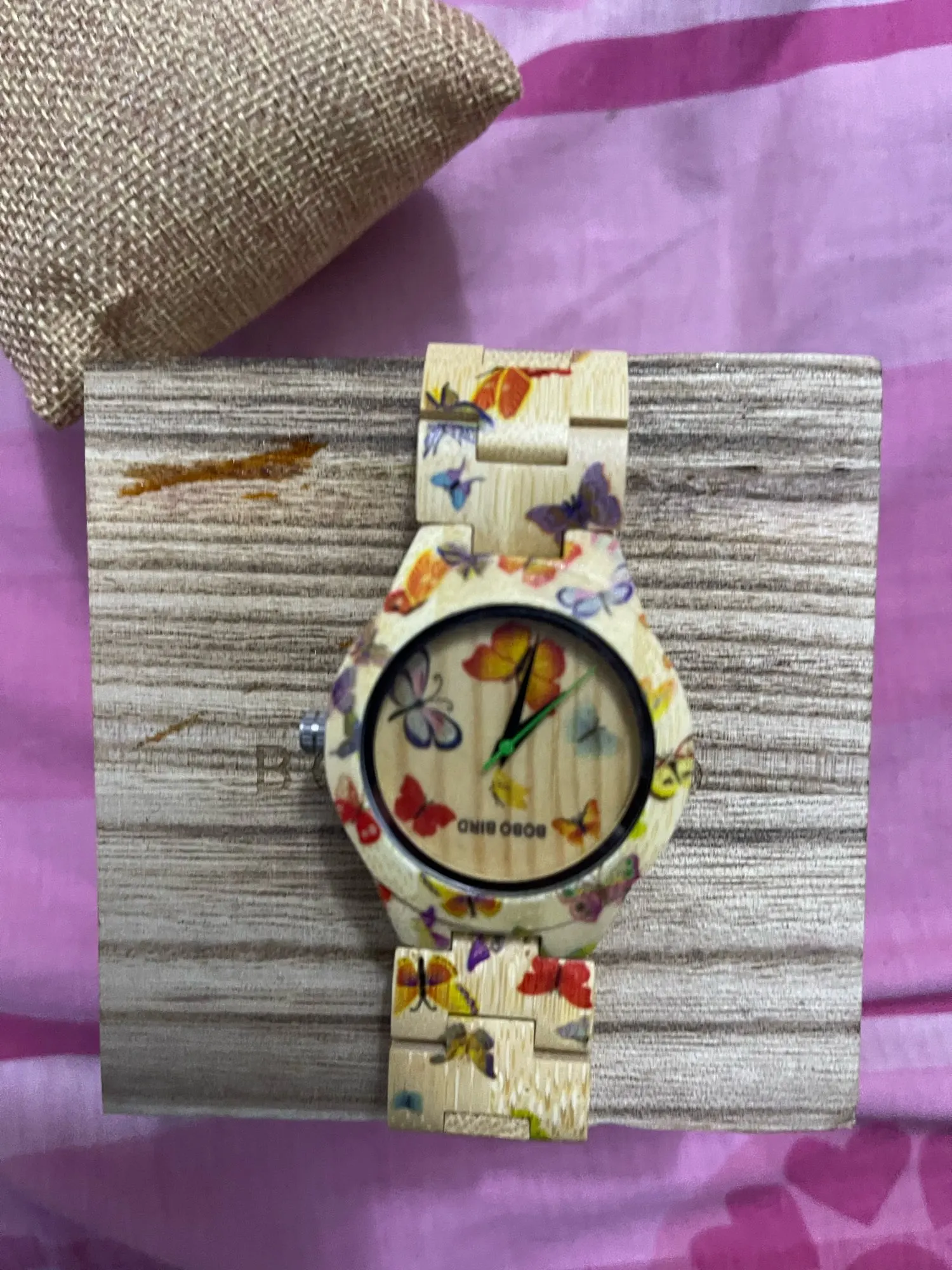 Bobo bird-ladies watch,bamboo band,butterfly quartz,wooden gift box,OEM W-O20 photo review