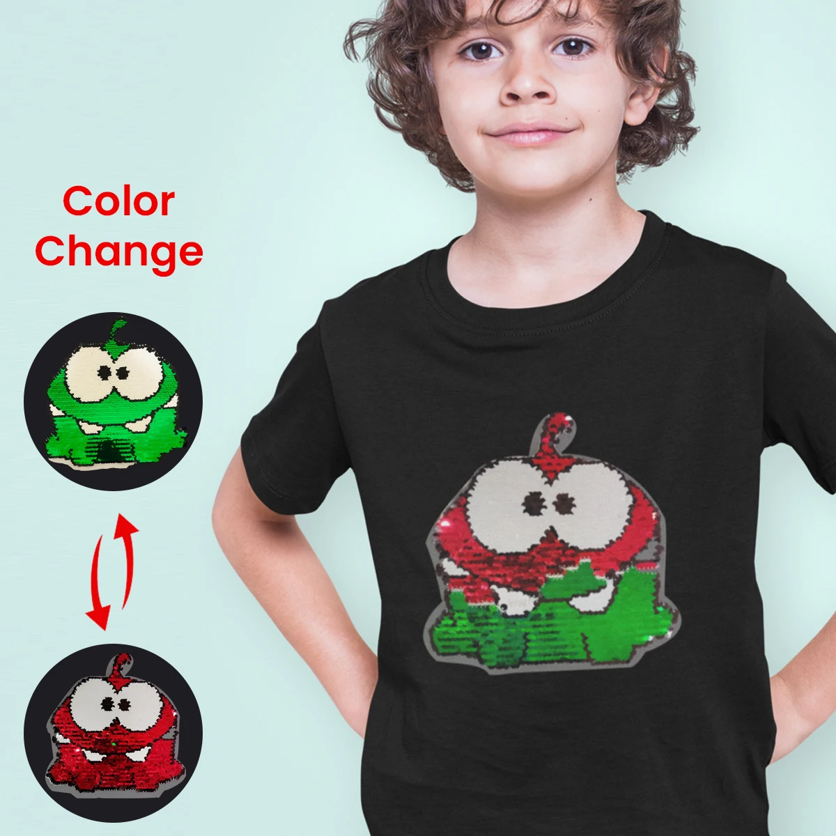 

Color Change Cartoon Sequin T Shirt Boys Animals Short Sleeve O-Neck T-Shirts Kids Clothes 2023 Summer Toddler Cotton Tops