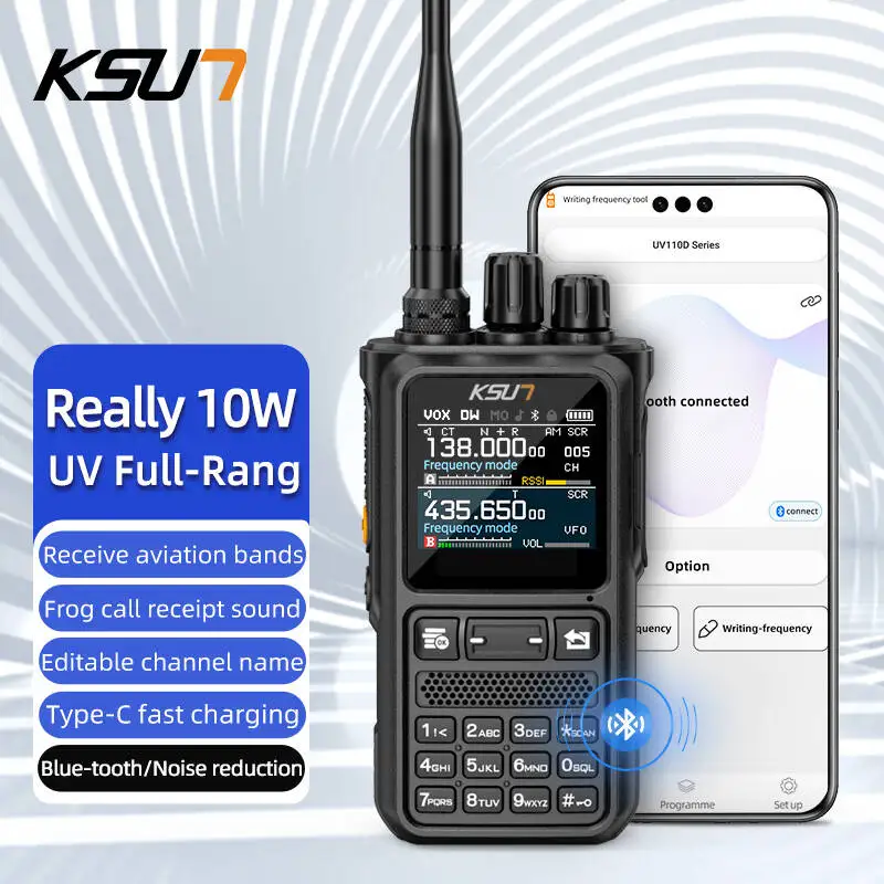 Connection Phone APP Wireless Programming HAM Walkie Talkie Long Range 10W Powerful Professional Transceiver Ham Radio Stations