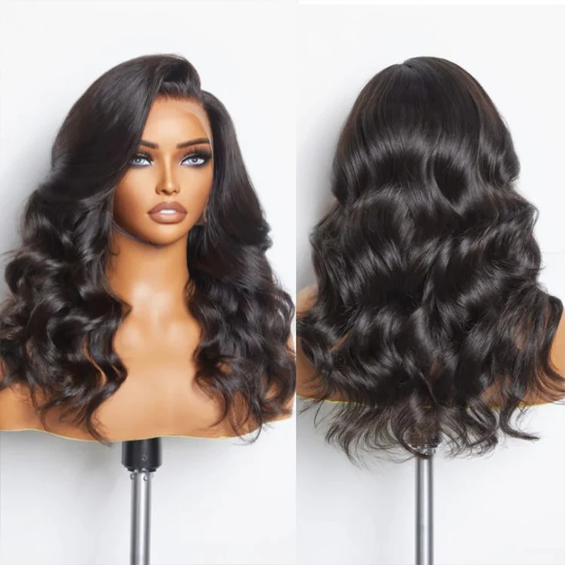 Human Hair Wig 30Inch Body Wave Full Frontal Lace 180% Density Transparent Lace Frontal Wig PrePlucked Full End Raw Indian Hair