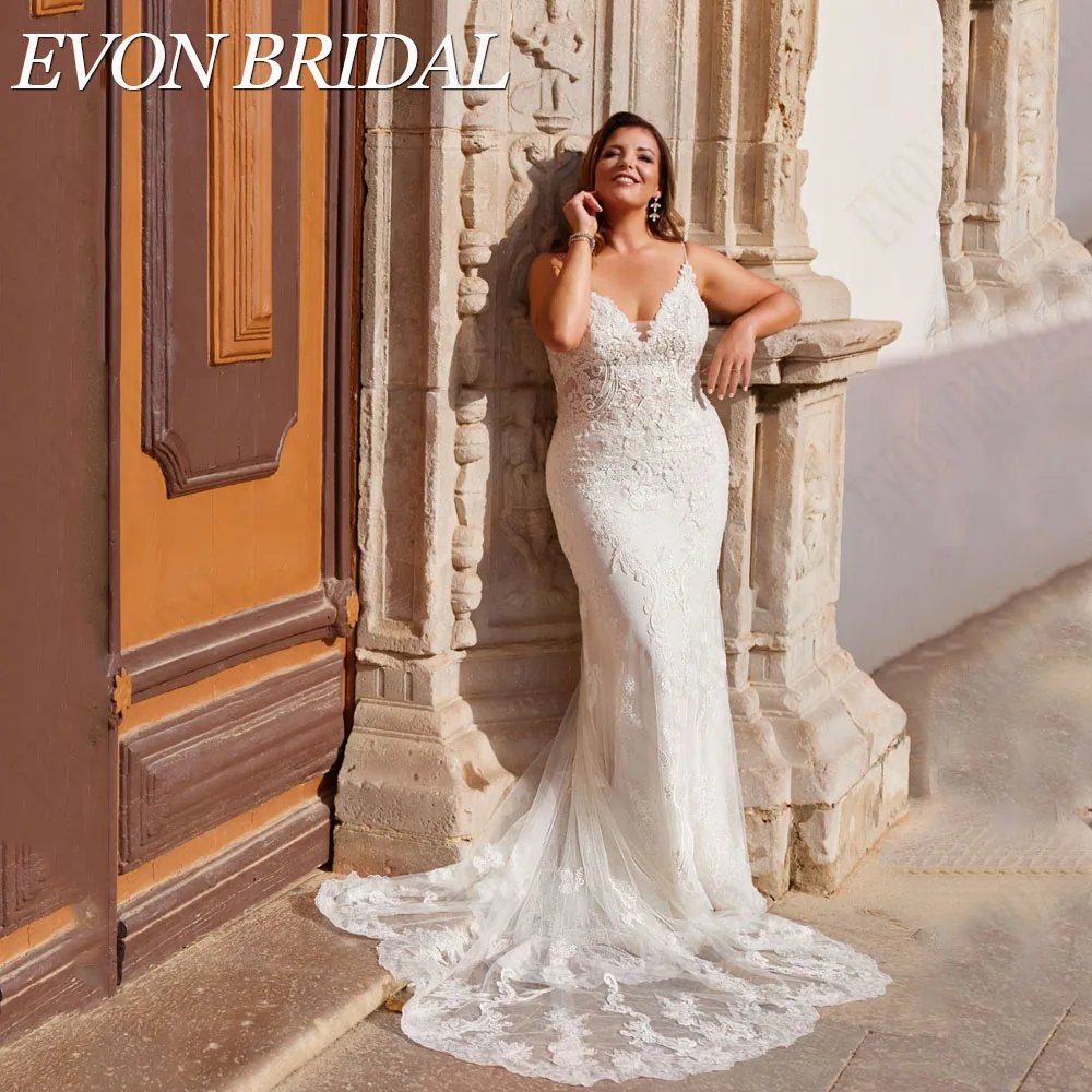 

Evon Bridal Свадебное платье Русалка без рукавов Свадебное пEVON Свадебные Изысканные на тонких бретельках Свадебные платья женское платье Русалка без рукавов кружевные свадебные платья с аппликацией платье для невесты