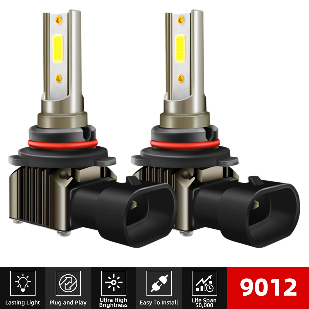 2x HIR2 LED 헤드라이트 캔버스 오류 없음 9012 자동차 전구 고출력 6000K 백색광 다이오드 램프 12v 55w 토요타 아우리스 20122018용